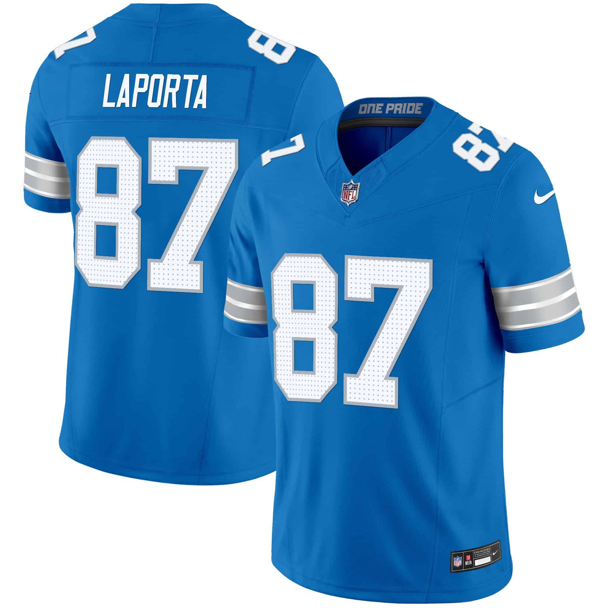 Men Detroit Lions #87 Laporta Blue 2024 Nike Vapor Limited NFL Jersey